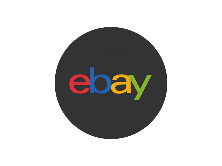 Image of EBay logo over black circular background.
